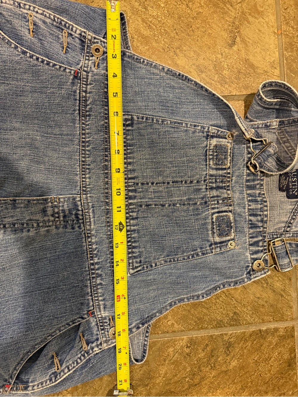 Austin Clothing Co. Vintage Med. Wash Denim Bib Overalls. Farm Rodeo Western. XL - Picture 7 of 8